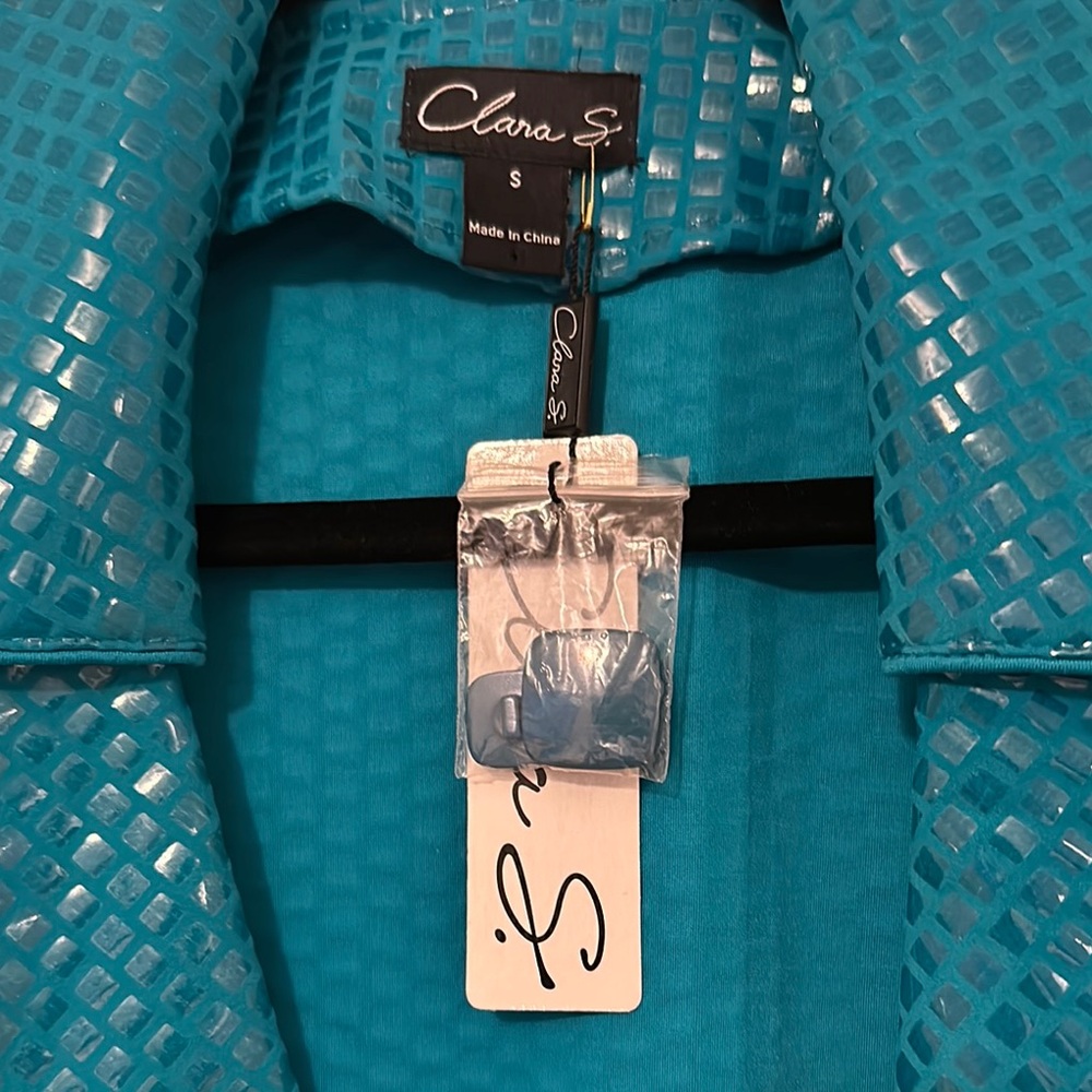 Clara S. Teal Blue sequin Blazer Design - Picture 9 of 11